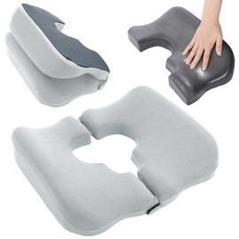 HOMBYS Memory Foam Bed Sore Cushions for Butt,Bedsore Pressure Relief Pillow for Sleeping and Sitting,Cushion for Bed Sores on Buttocks, T Shaped Opening Tailbone Pillow (Light Grey)