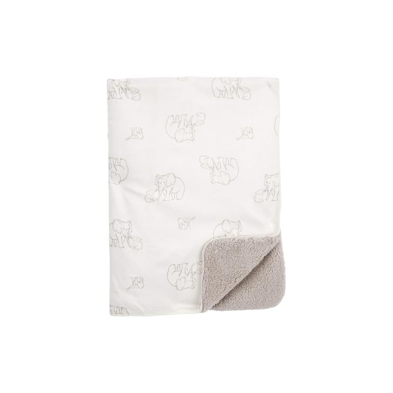 Carter's Baby Cozy-Lined Plush Blanket (White/Grey)