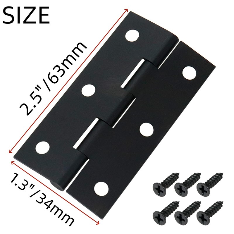 Mcredy 2.5" Cabinet Hinges Black Brass Door Hinges with Screws