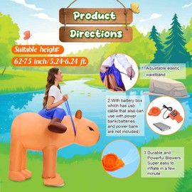 ZPPT Disfraz Inflable de Carpincho, Disfraz Inflable de Ride On Carpincho, Divertidos de Halloween Blow Up Disfraces para Fiesta de Cosplay (Adultos)