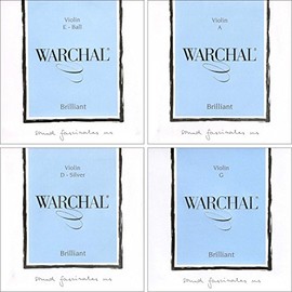 Warchal Brilliant 4/4 Violin String Set - Ball End E - Silver D - Medium Gauge