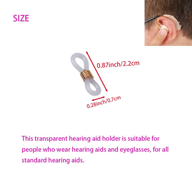 50 Pcs Transparent Hearing Aid Holder, Anti-Lost Aids Glasses Connectors