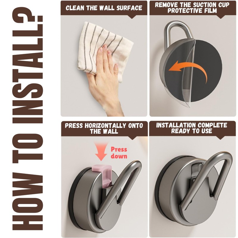Boxonly Suction Cup Hook - Gun Gray Heavy Duty No