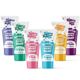 Tub Works® Bathtub Finger Paint Soap, Pastel 6 Pack | Non-Toxic | Washable Bathtub Paint for Finger Painting on Tub Walls | Ideal Toddler Bath Toys for Creative Play | Easy to Clean, Fun Bath Paint