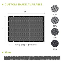 VOXBIN 30% Patio Shade Cloth, Outdoor Sun Shade Fabric with Grommets, UV Protection for Backyards, Chicken Coop, Greenhouse, Carport, Garden, Mesh Tarp 4×10 FT, Black