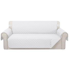 Luxshare Home Reversible Sofa Covers Couch Cover Furniture Protector for Dogs Elastic Straps Water Resistant(Sofa,White/White)