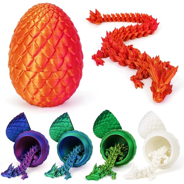 Merrwon Easter Surprise Dragon Egg Figures, 3D Printed Movable Dragon