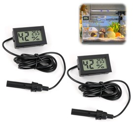 Digital Thermometer Hygrometer,Pack of 2 hygrometer thermometer Mini Probe Thermometers Temperature Humidity Gauge Meter for Reptile Incubator Aquarium Poultry office living room (2 Pack)