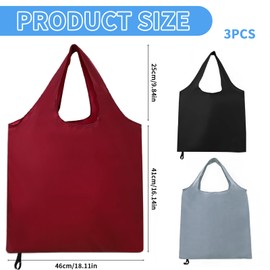 RFYTDCF Foldable Shopping Bag, Pack of 3 Shopping Bags, Reusable Shopping Bags, Washable Oxford Fabric Bag, Shopping Bag in Bag, Shopping Bag for Picnic, Camping, Black/Grey/Burgundy