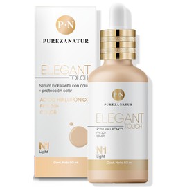 PUREZA NATUR Serum hidratante facial con Ácido hialurónico + FPS 30 + Color Elegant touch 3 en 1 50ml (N1 Light)