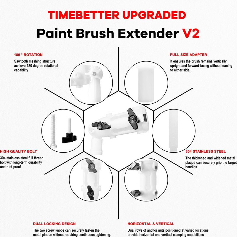 Multi Angle Paint Brush Extender V2, Long Handle Paint Brush,