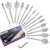 15-Piece Flat Milling Drill Bit Set, Spade Drill Set with