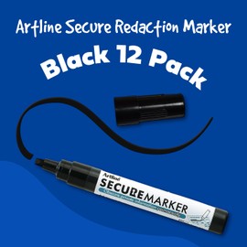 artline Redaction Marker Privacy Blackout Redacting Pen for Documents & Mail, Black Out Private Information, Redacting Marker Helps Prevent Identity Theft, 12 Pack