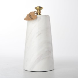 LUKYTME Decorative Door Stoppers, Solid Marble Heavy Duty Door Stops Indoor or Outdoor, Natural Stone Modern Door Stop with Brass Handle, Decor Doorstop Wedge Holder, Weighted Bookends.