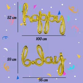 Grupo Carnavallia Globo Metalico Letrero  Happy B.day  Dorado Feliz Cumpleaños