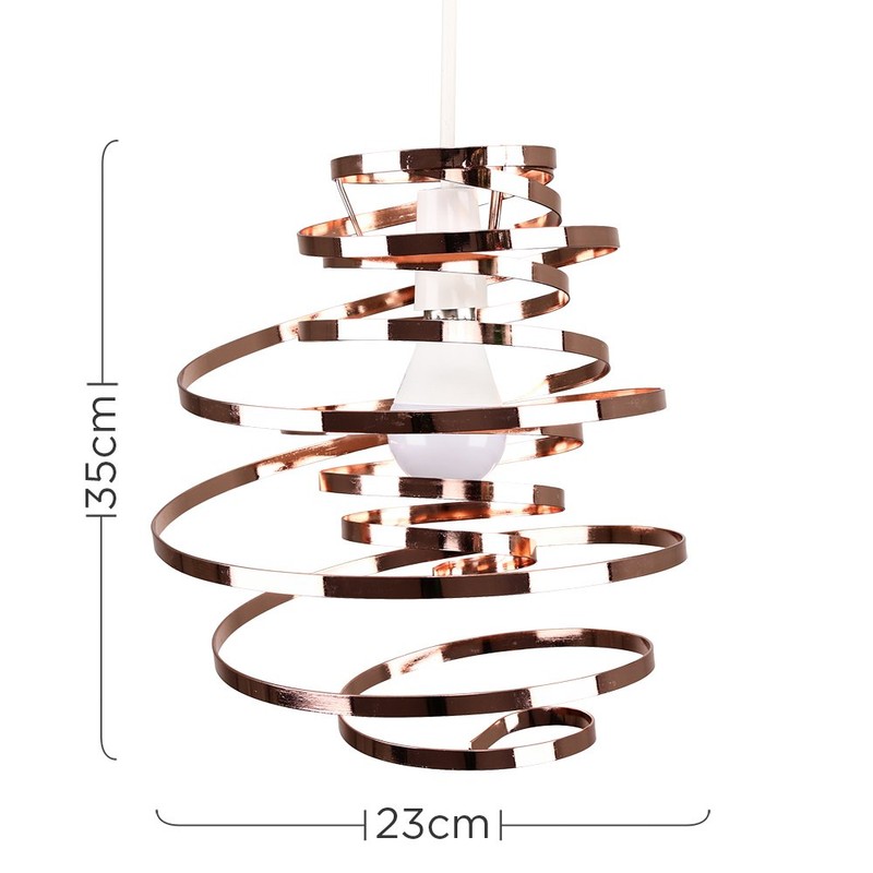 MiniSun | Contemporary Copper Metal Double Ribbon Spiral Ceiling Light