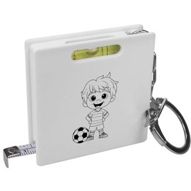 Azeeda 'Football Player Boy' Keyring Tape Measure/Spirit Level Tool (KM00041146)