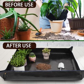 WondMall 39.4" x 39.4" Large Plant Repotting Mat for Indoor Plants, Portable and Foldable Gardening mat, Waterproof Transplanting Potting Mat in Garden Outdoor