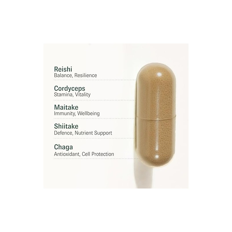 Mushroom Supplement - Lions Mane, Reishi, Cordyceps, Shiitake, Maitake, Chaga,