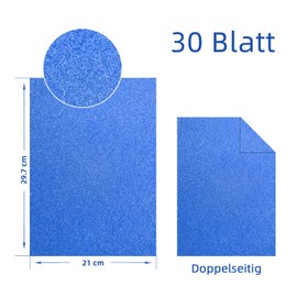 30 Sheets - Double-Sided Glitter Paper for Crafts, Colourful Glitter Paper A4-30 Colours, 250 g/m² Glitter Card, Coloured Paper Card for Crafts and Designing