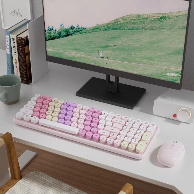 NEOBELLA Rainbow Colorful Keyboard & Mouse Combo Wireless Gradient Color