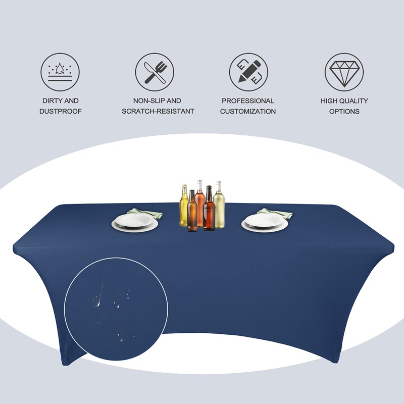 Ocves Stretch Tablecloth 6ft Spandex Table Covers Polyester Fitted Rectangular