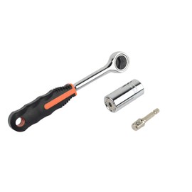 Brüder Mannesmann M00190 Universal Socket Spanner Insert 7-19 mm with Adaptor and Reversible Ratchet