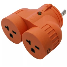 AC WORKS® 30A 250V NEMA L6-30 Male Plug to Two 20A 250V 6-20 Female Connectors Adapter