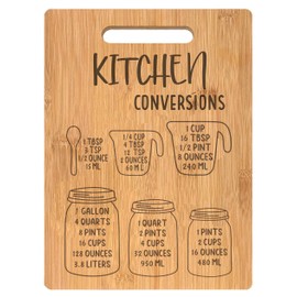 Cutting Board Gift for Home Kitchen,Camping,Barbecue,BBQ-New Apartment,New Home,First House,Housewarming Gift-Wedding Anniversary,Retirement,Birthday,Christmas Gift-Measurements Conversion Chart Decor