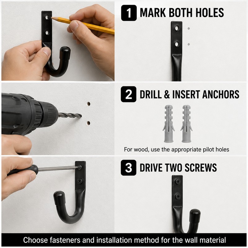 Heavy-Duty Metal Garage Storage J Hooks with Mounting Hardware, 2–12