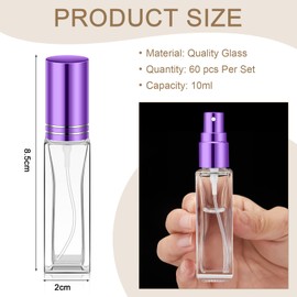 Domensi 60 Pcs 10 ml Perfume Travel Refillable Bottles Empty Glass Spray Bottles Atomizer Portable Cologne Fragrance Scent Sprayer Bottle with Liquid Dispensers for Travel(Multicolor)