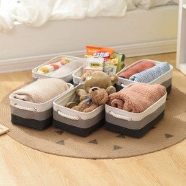 Sacyic Baskets Storage Bins [6-Pack] Fabric Storage Baskets Cloth Baskets Empty Gift Baskets with Rope Handles Decorative Baskets for Organizing