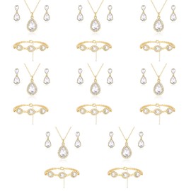 OTTFF Teardrop Jewelry Set for Bridal Bridesmaid,8 Sets 18K Gold Plated Necklace Earrings Bracelet Set For Wedding Gift