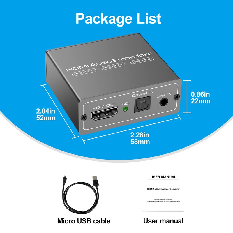 HDMI Audio Embedder Inserter Digital Analog Audio + DVI to