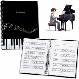 ZUOAIYOOS Sheet Music Folder, Music Notes Paper Folder, Spiral Sheet Music Binder Organizer, Music Folder Blank A4, 40 Sleeves Display 80 Pages Piano Music Folder, Fit 8.5 x 11 inch Paper