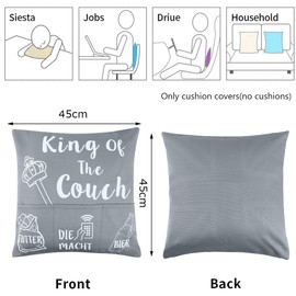 ARVOV King Cushion Cover, Women's Cushion Cover, Gifts for Girlfriend, Favourite Person Gift, Women Gift, Ladies (45 x 45 cm, King of The Couch)