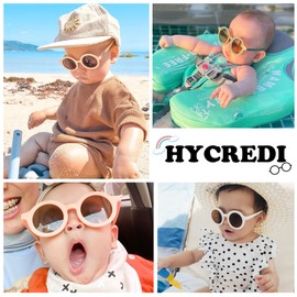 Hycredi Bendable Round Baby Polarized Sunglasses Flexible with Strap for Newborn Infant Toddlers Age 0-24 Months-Green/Brown