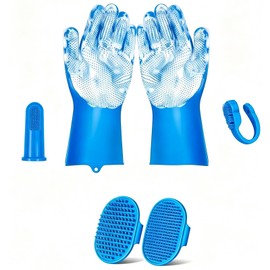 6 Piezas Guante para Bañar Perro, Cepillo para Bañar Perro, Guantes para Bañar Perro con Cerdas de Silicona,Ideal para Mascotas de Pelo Corto y Median
