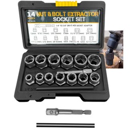 XSTARYE Screw Extractor Set with 3/8 Inch Hex Adapter Screw Extractor Set for Damaged, Rusted Screws, Nuts and Screws