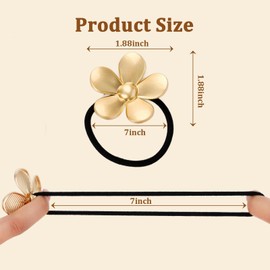 KIUEZIR Flower Metal Hair Ties for Women Girls, Elegant Ponytail Holders for Thick Hair, Fashion Hair Accessories for Women