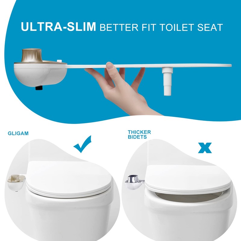 Bidet, Bidet Attachment for Toilet,GLIGAM Non-Electric Fresh Water Bidet Sprayer