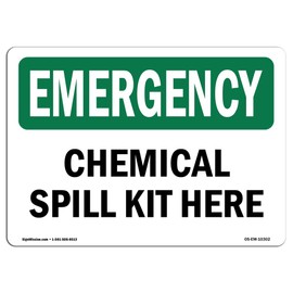 OSHA Emergency Sign - Chemical Spill Kit Here | Vinyl Label Decal | Protect Your Business, Construction Site, Warehouse & Shop Area | Â Made in The USA