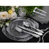 Morejoy 350PCS Clear Silver Plastic Plates - Silver Disposable Plates