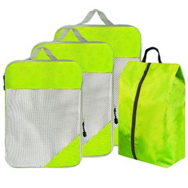 ehsbuy 4PCS Compression Packing Cubes for Suitcases Travel Luggage Organiser 3 Cubes + 1 Laundry bag for Clothes Accessories