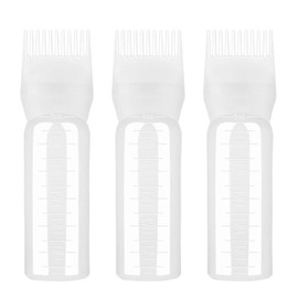 6 oz Large capacity Root Comb Applicator Bottle, Squeeze Applicator Bottles with Graduated Scale for Salon Hair Coloring Dyeing Scale for home DIY Use(3 pcs) (White)