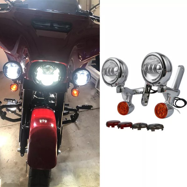 Unbranded Auxiliary Turn Signal Spot Fog Light Bracket For Harley