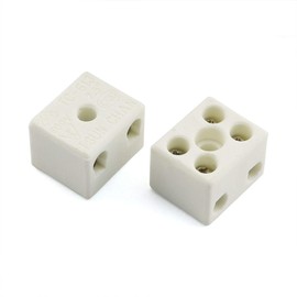 PZRT 2pcs 10A 2 Way 5 Hole Wire Connector Porcelain Ceramic Terminal Block 2W5H