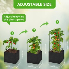 SOUNDVALUE 3 Pack Tomato Cage, 48" Height Adjustable Tomato Trellis, Heavy Duty Tomato Cages for Garden Flowers Vegetables Climbing Plants (Square)