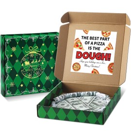 Fullhawl 2 Pcs Christmas Money Pizza Box Gift 10 x 10 x 1.97 Inch Box for Cash Gift Boxes for Cash Funny Holder for Surprise Birthday Wedding Party (Money Not Included)(Green)