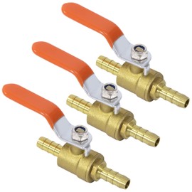 Ball Valve with Hose Nozzles, Barb Shut-off Ball Valve, 2 Way, 8 mm Brass Ball Valve with Barbed Hook, Barb Switch Brass Ball Valve (Pack of 3)